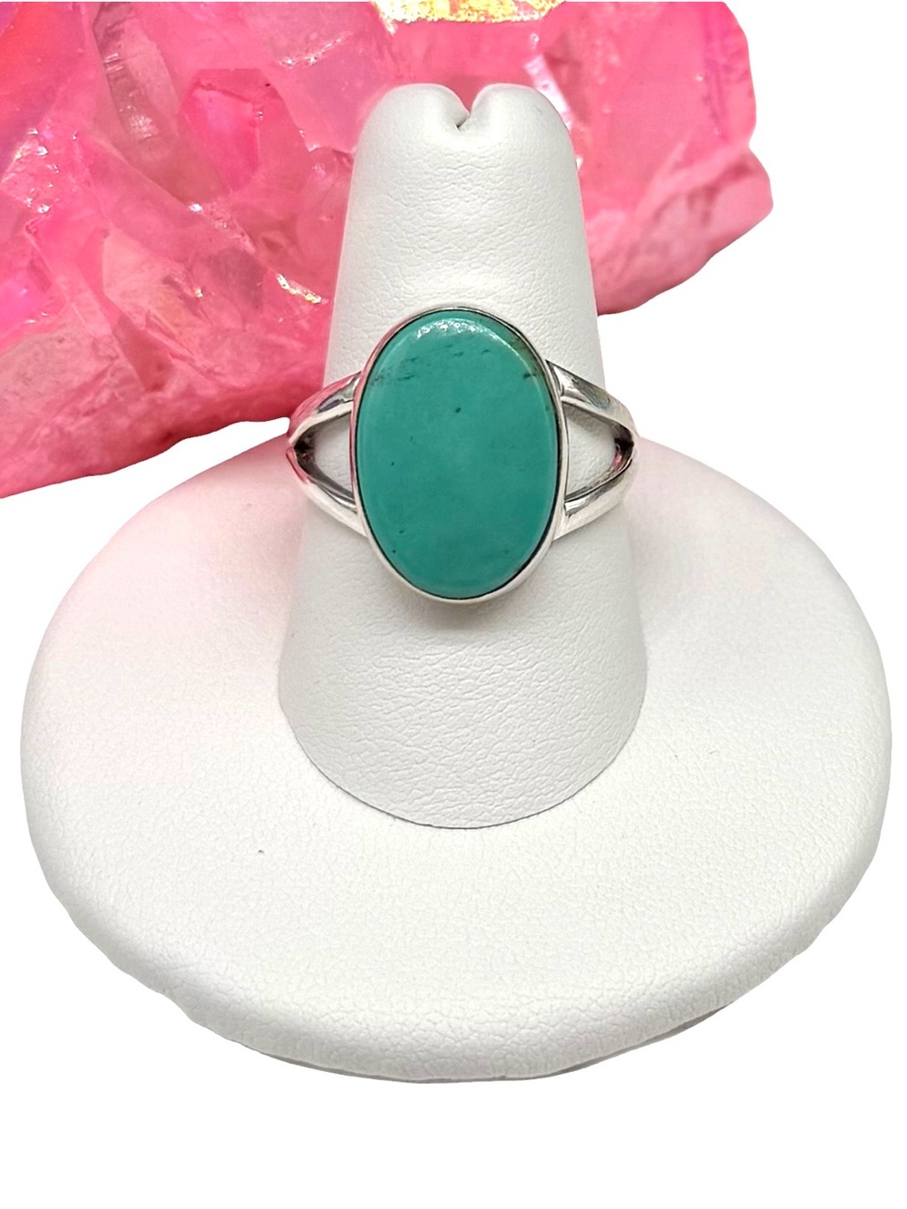 Aztec Mountain Turquoise Ring Size 8 Solid 925 Sterling Silver Oval Stone